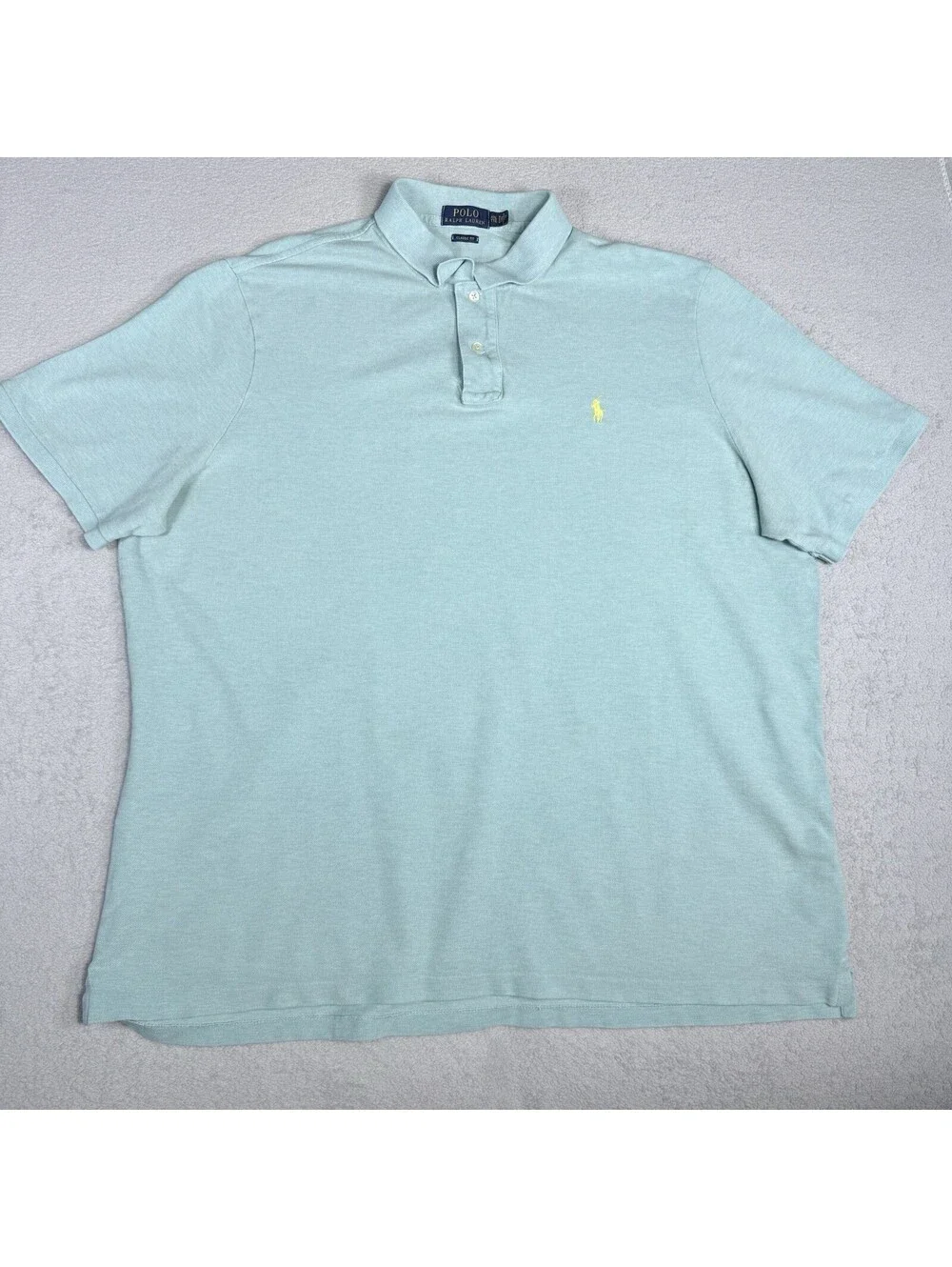 Polo Ralph Lauren Polo Shirt Mens 2XL Blue Green Blue Pima Soft Touch Flesh Pony